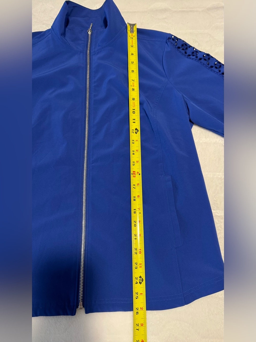 CHICO'S Royal Blue Rich Cobalt Zenergy Neema Cutwork Jacket Sz 2 L